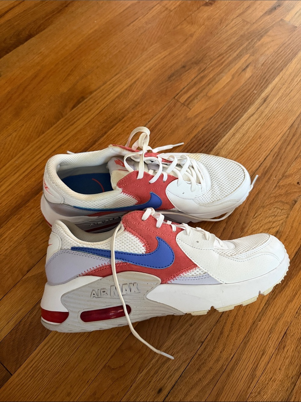 Nike Kids Air Max Sneakers in White, Coral & Blue